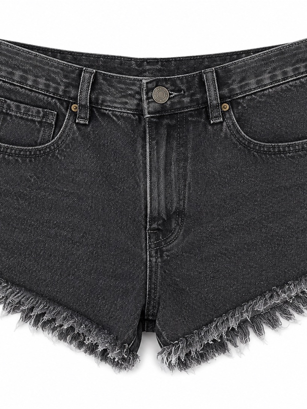 PacSun Black Washed Frayed Hem Denim Shorts